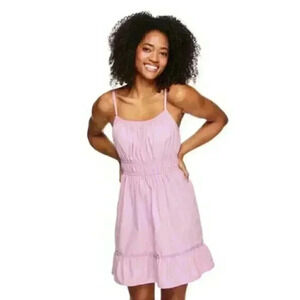 WILD Skye Woven Ruffle Dress  Lilac Purple Cotton Poplin Women's size Medium